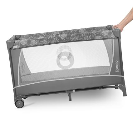 Lionelo - Ceļojumu gultiņa FLOWER Grey Stone