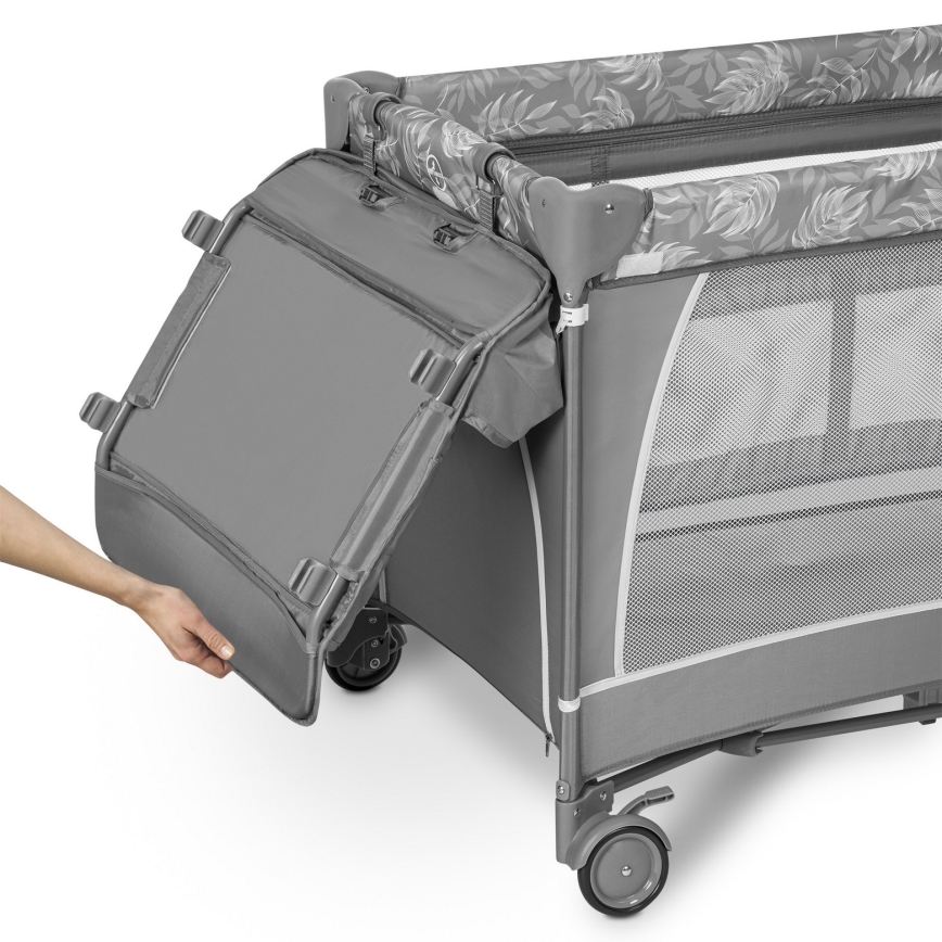 Lionelo - Ceļojumu gultiņa FLOWER Grey Stone