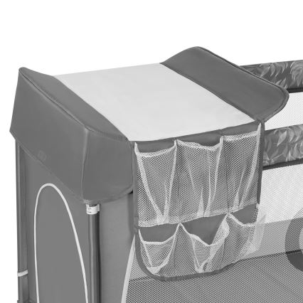 Lionelo - Ceļojumu gultiņa FLOWER Grey Stone