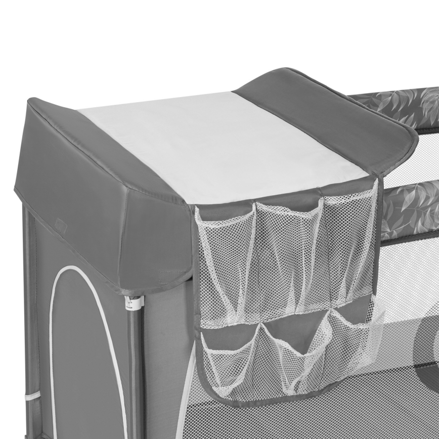 Lionelo - Ceļojumu gultiņa FLOWER Grey Stone