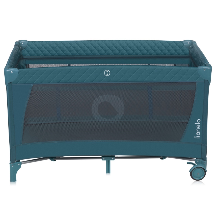 Lionelo - Ceļojumu gultiņa FLOWER zaļa/tirkīzzila
