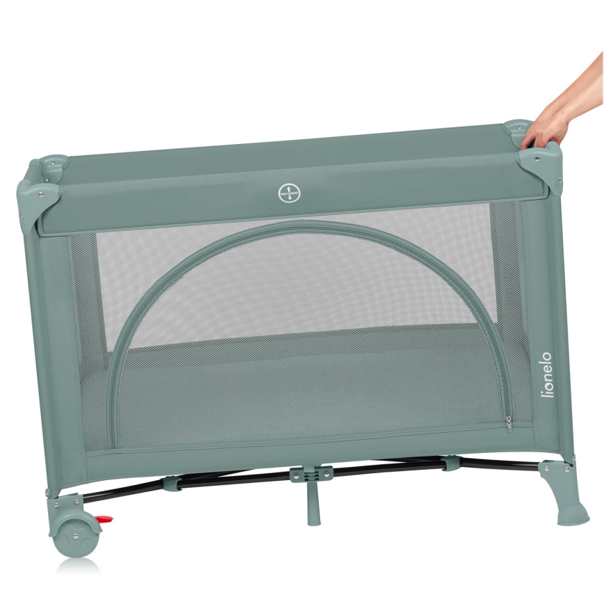 Lionelo - Ceļojumu gultiņa LAURA Green Sage