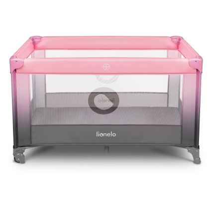 Lionelo - Ceļojumu gultiņa STEFI rozā/pelēka