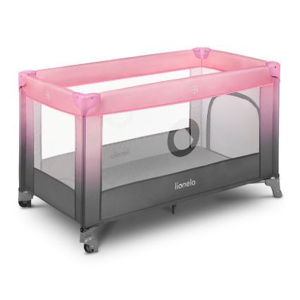 Lionelo - Ceļojumu gultiņa STEFI rozā/pelēka