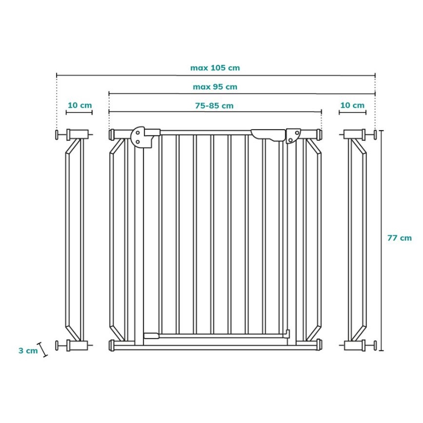 Lionelo - Drošības vārti TRUUS SLIM LED 1xAAA balti