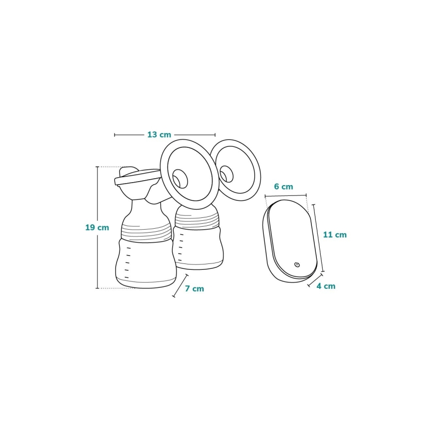 Lionelo - elektriskais uzlādējamais dubultais krūts piena sūknis TWEE GO 5V 1100 mAh 150 ml