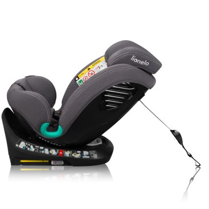 Lionelo - Rotējošs bērnu autosēdeklis ar bāzi BASTIAAN ONE i-Size 40-150 cm Grey Stone