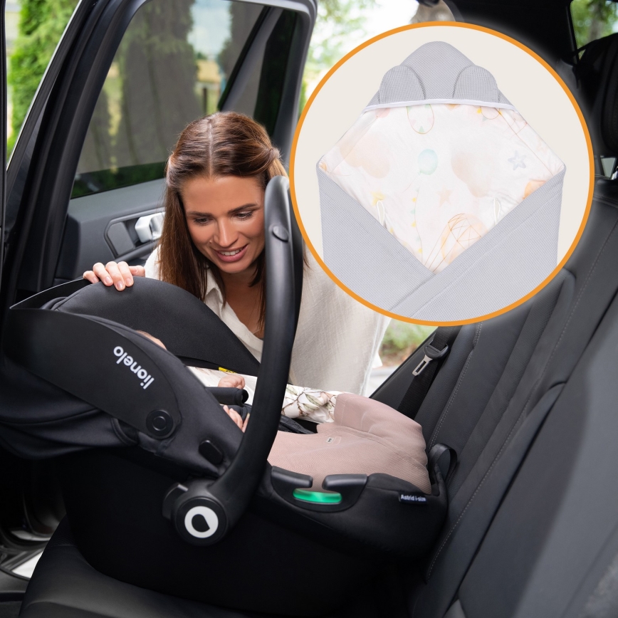 Lionelo - Iesaiņojums autosēdeklim TRAVEL SWADDLE 90x90 cm Pelēks Balons