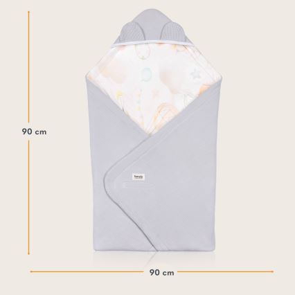 Lionelo - Iesaiņojums autosēdeklim TRAVEL SWADDLE 90x90 cm Pelēks Balons