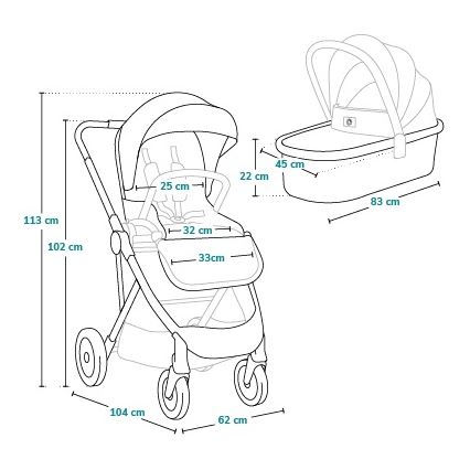 Lionelo - Kombinētie 2-in-1 rati AMBER Pink Rose