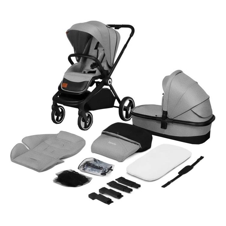 Lionelo - Kombinētie 2-in-1 ratiņi MIKA Grey Stone