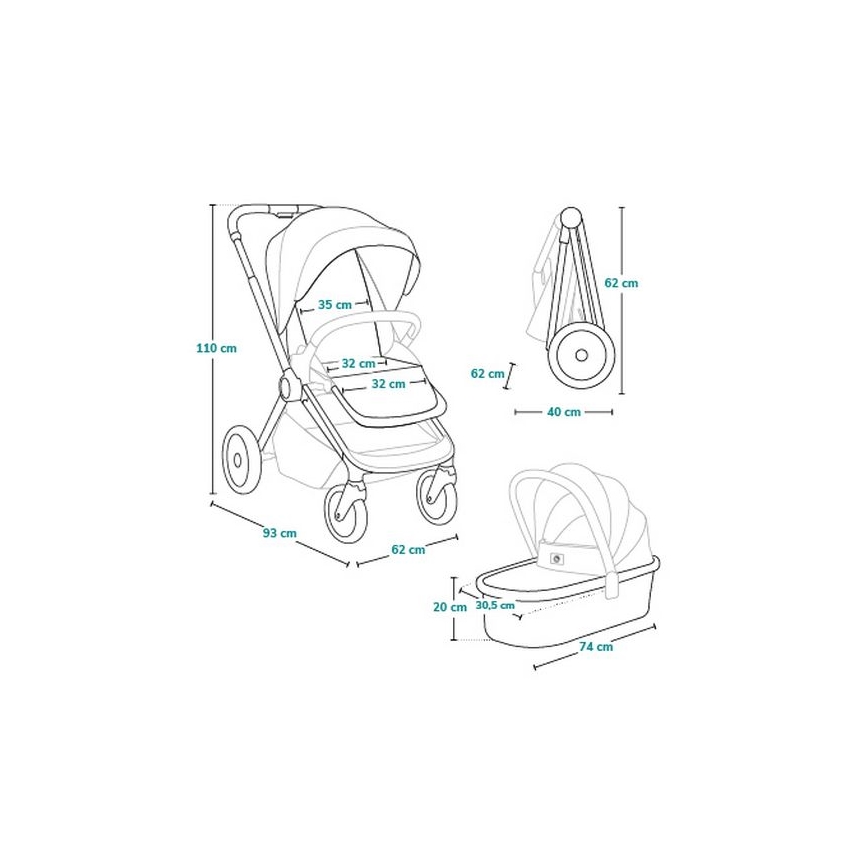 Lionelo - Kombinētie 2-in-1 ratiņi MIKA Grey Stone