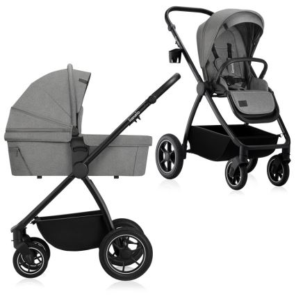 Lionelo - Kombinētie bērnu rati 2 vienā MERIL Grey Stone