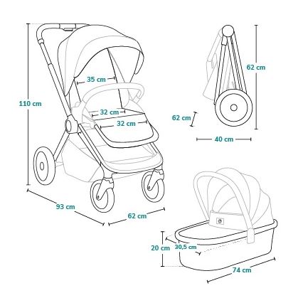 Lionelo - Kombinētie rati 2-in-1 MIKA PLUS Brown Rust