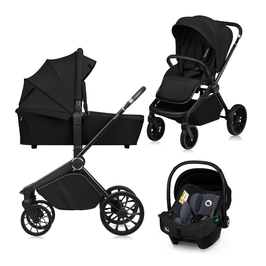 Lionelo - Kombinētie rati 3‑1 MIKA PLUS Black Onyx