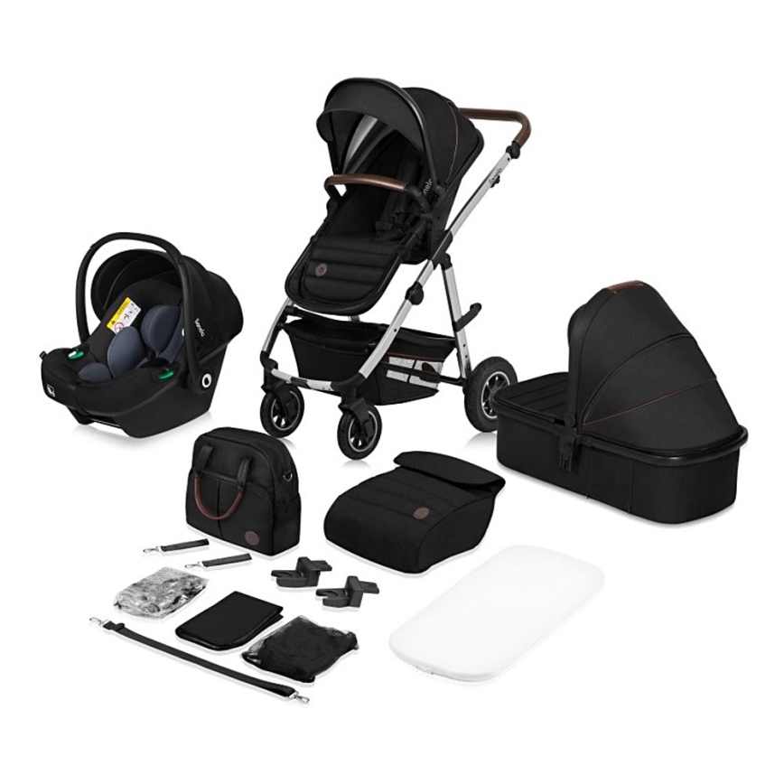 Lionelo - Kombinēts 3-in-1 ratiņš AMBER Black Silver