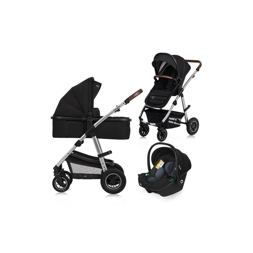 Lionelo - Kombinēts 3-in-1 ratiņš AMBER Black Silver