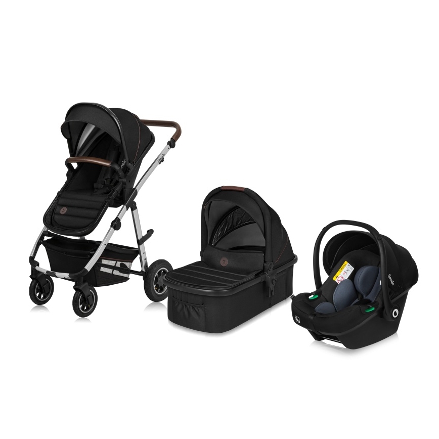 Lionelo - Kombinēts 3-in-1 ratiņš AMBER Black Silver