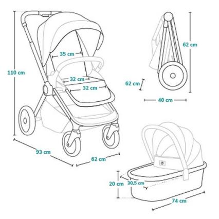 Lionelo - Kombinēts 3-in-1 ratiņš MIKA PLUS (rūsgans)