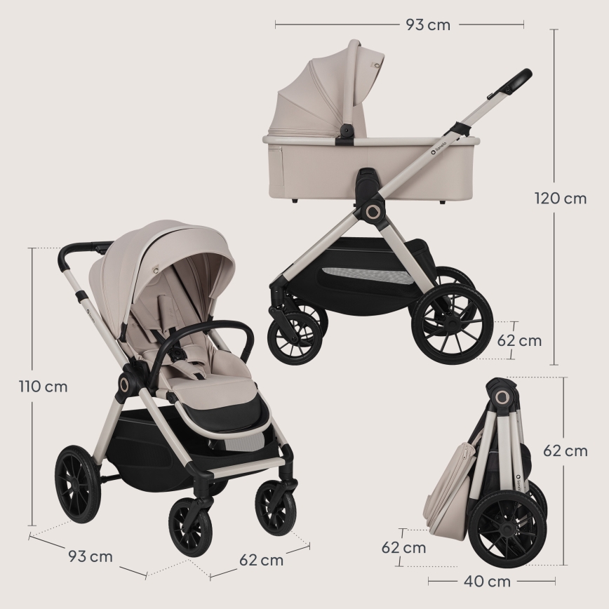 Lionelo - kombinēts ratiņš 2-in-1 LAYLA Smilšu bēšs