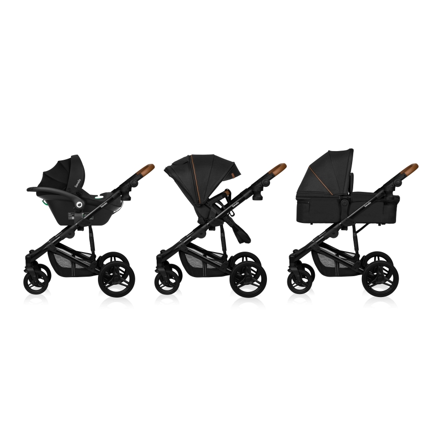 Lionelo - Kombinēts ratiņš 3‑vienā MARI TOUR Black Onyx