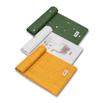 Lionelo - komplekts 3 gab. bambusa autiņi (Bambusa komplekts) 70x70 cm Dino