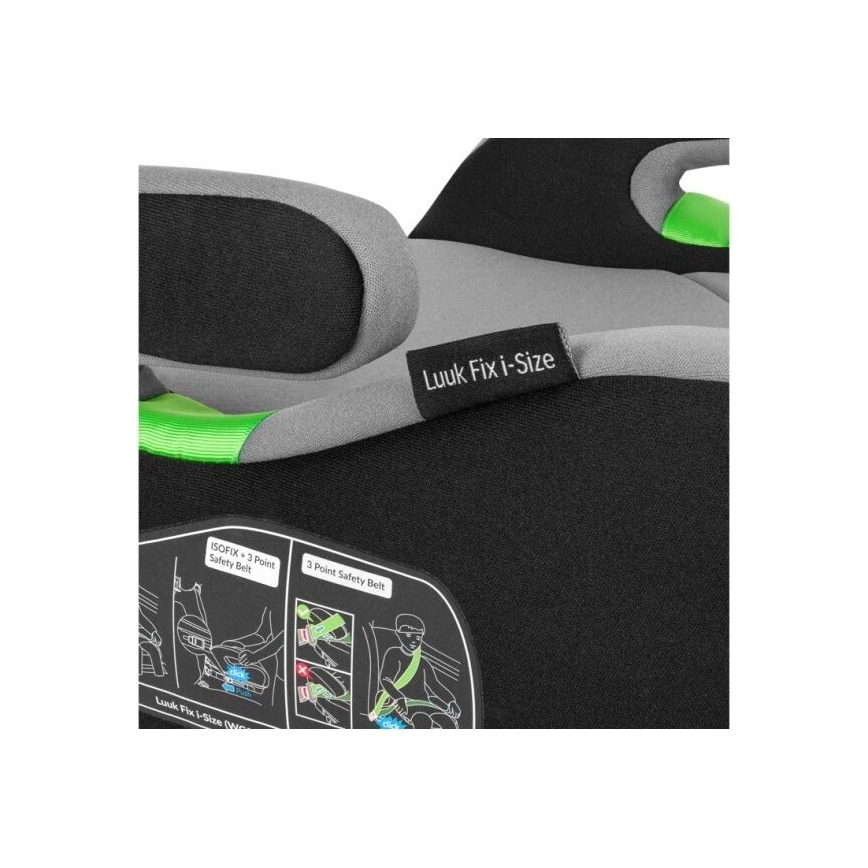 Lionelo - Paaugstināmais sēdeklis automašīnai LUUK FIX i-Size 125-150 cm melns/pelēks