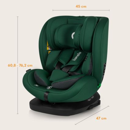 Lionelo - pagriežams autokrēsls ar bāzi BASTIAAN i-Size 40-150 cm Green Forest