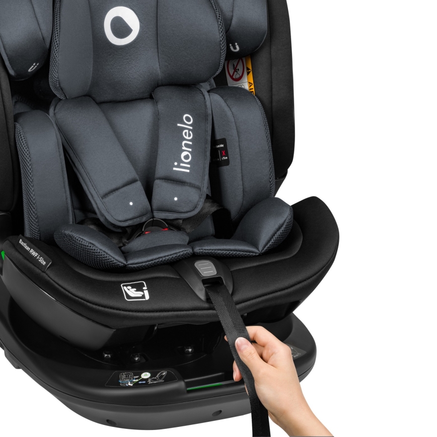 Lionelo - Pagriežams autosēdeklis ar pamatni BASTIAAN i-Size 40-150 cm akmens pelēks
