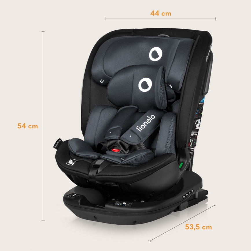 Lionelo - Pagriežams autosēdeklis ar pamatni BASTIAAN i-Size 40-150 cm akmens pelēks