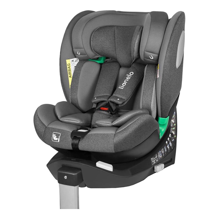 Lionelo - Pagriežams bērnu auto sēdeklis BRAAM i-Size ar bāzi, 40-150 cm, pelēks akmens
