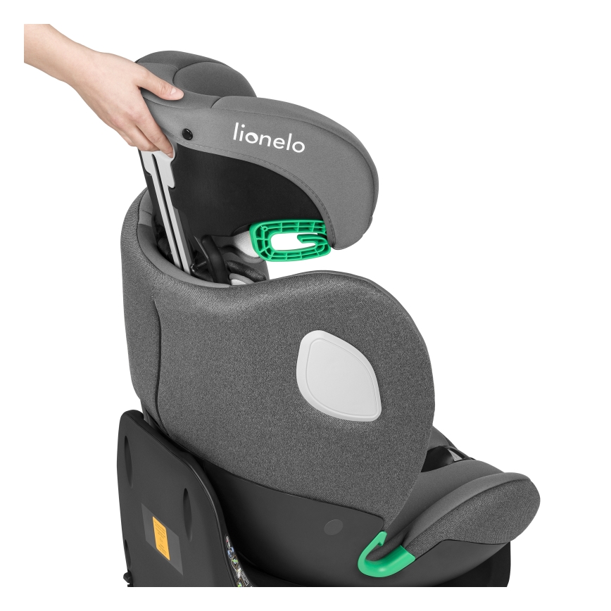 Lionelo - Pagriežams bērnu auto sēdeklis BRAAM i-Size ar bāzi, 40-150 cm, pelēks akmens