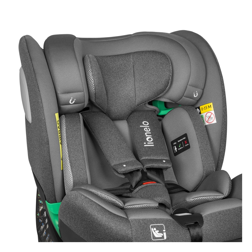 Lionelo - Pagriežams bērnu auto sēdeklis BRAAM i-Size ar bāzi, 40-150 cm, pelēks akmens