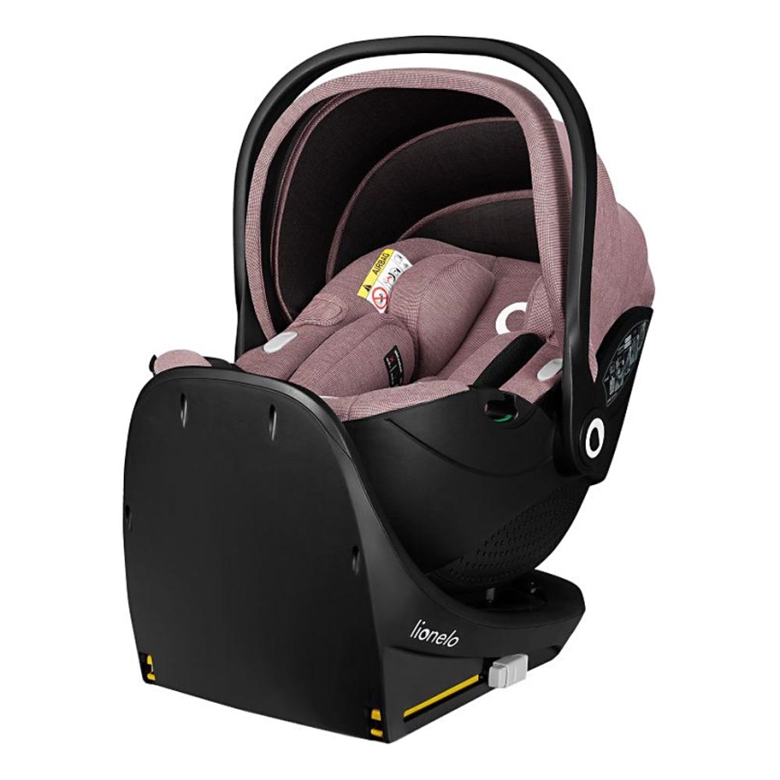 Lionelo - Pagriežams bērnu autokrēsls ar bāzi MOXIE SET i-Size 40-87 cm rozā mauve