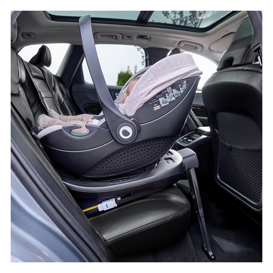 Lionelo - Pagriežams bērnu autokrēsls ar bāzi MOXIE SET i-Size 40-87 cm rozā mauve