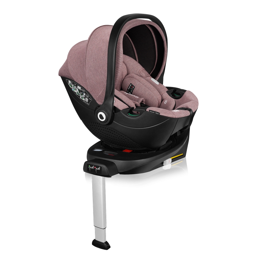 Lionelo - Pagriežams bērnu autokrēsls ar bāzi MOXIE SET i-Size 40-87 cm rozā mauve