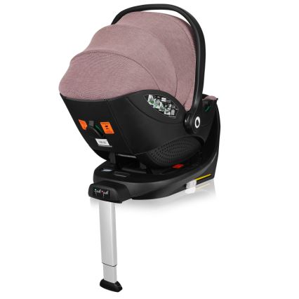 Lionelo - Pagriežams bērnu autokrēsls ar bāzi MOXIE SET i-Size 40-87 cm rozā mauve