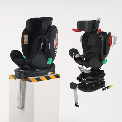 Lionelo - Pagriežams auto sēdeklis ar bāzi ANTOON PLUS i-Size 40-105 cm Melns Onikss