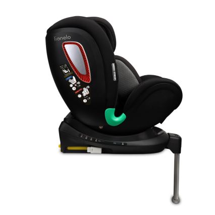Lionelo - Pagriežams auto sēdeklis ar bāzi ANTOON PLUS i-Size 40-105 cm Melns Onikss