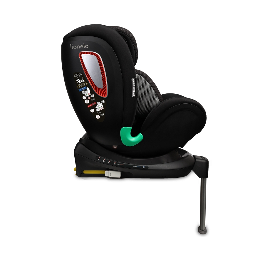 Lionelo - Pagriežams auto sēdeklis ar bāzi ANTOON PLUS i-Size 40-105 cm Melns Onikss