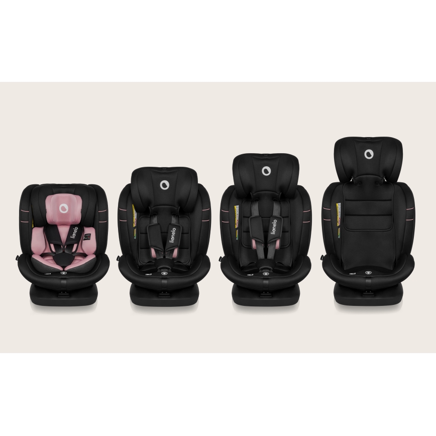 Lionelo - Pagriežams bērnu autosēdeklis ar bāzi BASTIAAN i-Size 40-150 cm Pink Rose