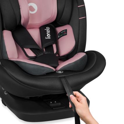 Lionelo - Pagriežams bērnu autosēdeklis ar bāzi BASTIAAN i-Size 40-150 cm Pink Rose
