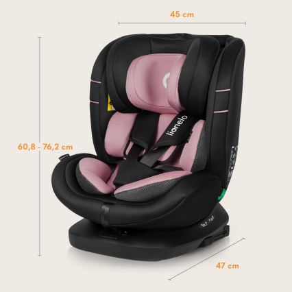 Lionelo - Pagriežams bērnu autosēdeklis ar bāzi BASTIAAN i-Size 40-150 cm Pink Rose