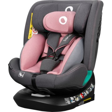 Lionelo - Pagriežams bērnu autosēdeklis ar bāzi BASTIAAN ONE i-Size 40-150 cm rozā