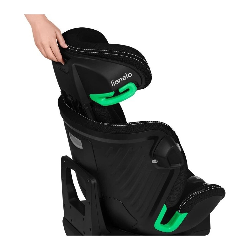 Lionelo - Pagriežams bērnu autosēdeklis ar bāzi HARMONY i-Size 40-150 cm melns