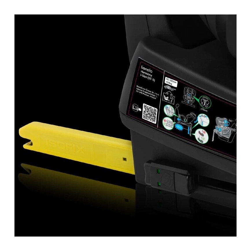 Lionelo - Pagriežams bērnu autosēdeklis ar bāzi HARMONY i-Size 40-150 cm melns