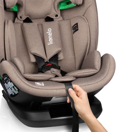 Lionelo - Pagriežams bērnu autosēdeklis ar bāzi LAVENDER i-Size 76-150 cm Bēžs Latte
