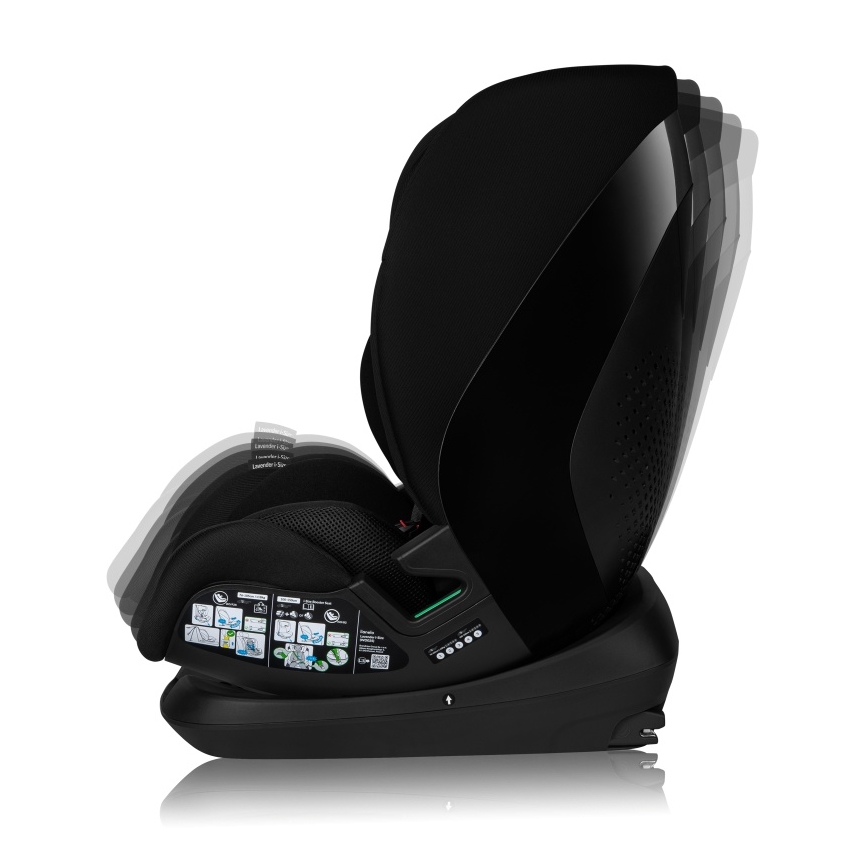 Lionelo - Pagriežams bērnu autosēdeklis ar bāzi LAVENDER i-Size 76-150 cm Black Carbon