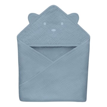 Lionelo - Pelēkā debesu bērnu dvielis ar kapuci MUSLIN HOODED TOWEL