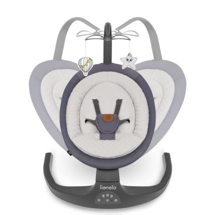 Lionelo - RALF bērnu šūpuļkrēsls ar melodiju 4xAA Grey Graphite + ar tālvadības pulti